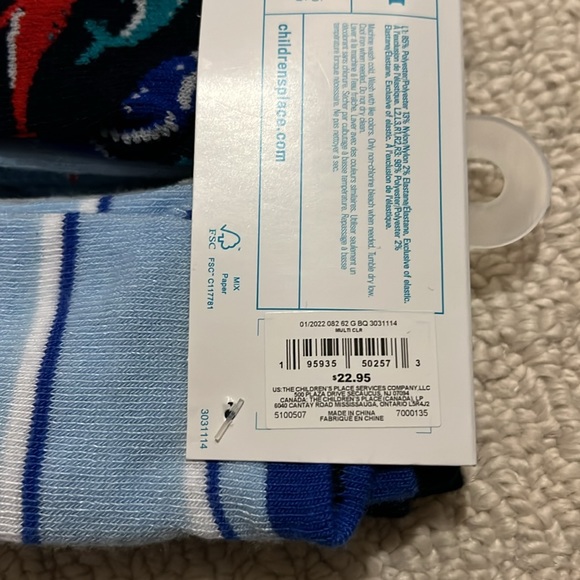 NWT -Toddler Fish Themed Ankle Socks with grips on bottom - 6 pairs.  Size 6-12M - Picture 5 of 8